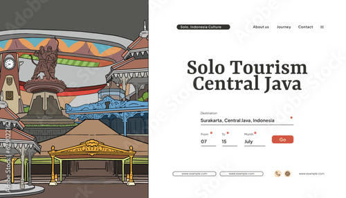 Ethnic Landing Page design with illustration of Culture Central Java