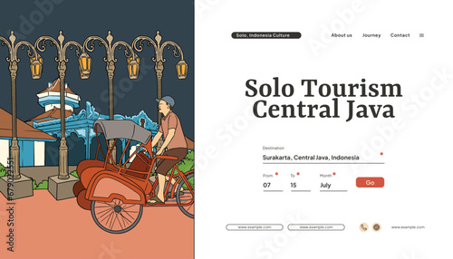 Ethnic Landing Page design with illustration of Culture Central Java