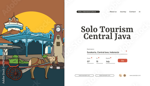 Ethnic Landing Page design with illustration of Culture Central Java