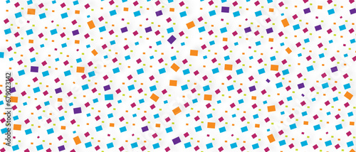 Vector rainbow squares confetti rainbow glitter confetti Transparent  background bright festive texture illustration.