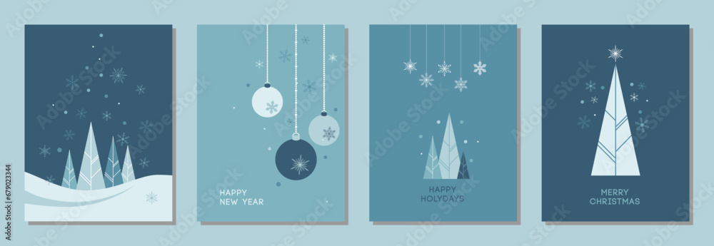 Merry Christmas and Happy New Year greeting card set Merry Christmas and Happy New Year greeting card set