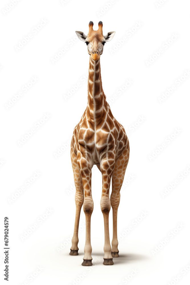 Obraz premium Giraffe isolated on white background. Front view