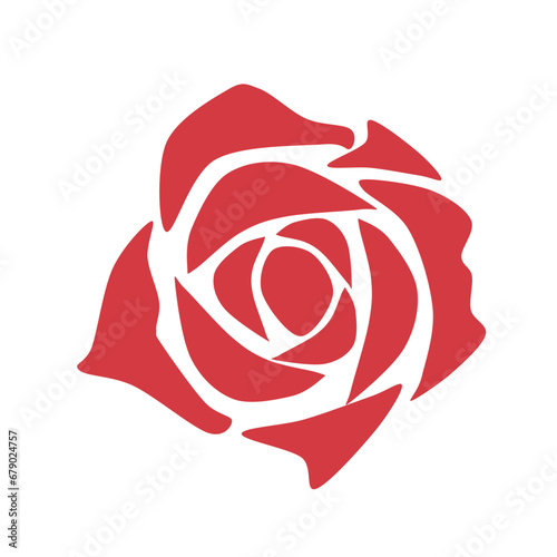 赤いバラの花のフラットデザインアイコン