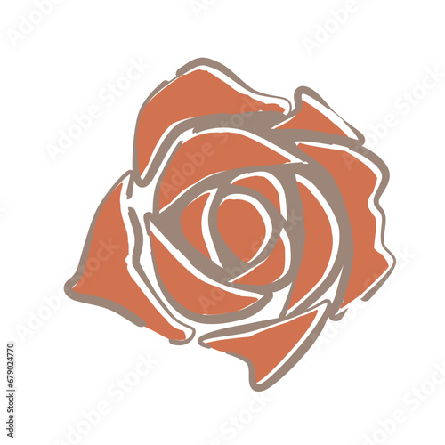 赤いバラの花　ふんわり線画タッチ