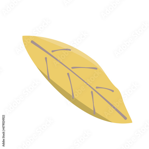 細長い黄色い葉っぱのイラスト 秋の紅葉のイメージ