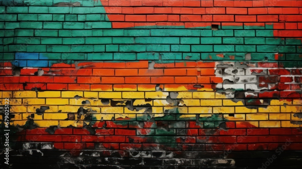 Brick wall surface with colors on it, background texture Brick wall surface with colors on it, background texture