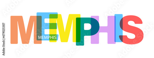 MEMPHIS. Lettering on a white background. Vector design template for poster, map, banner