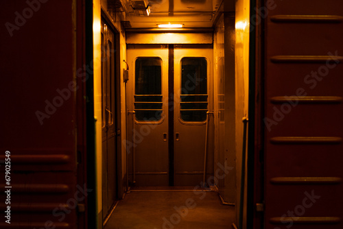 Old passenger train carriage, without people © ivan