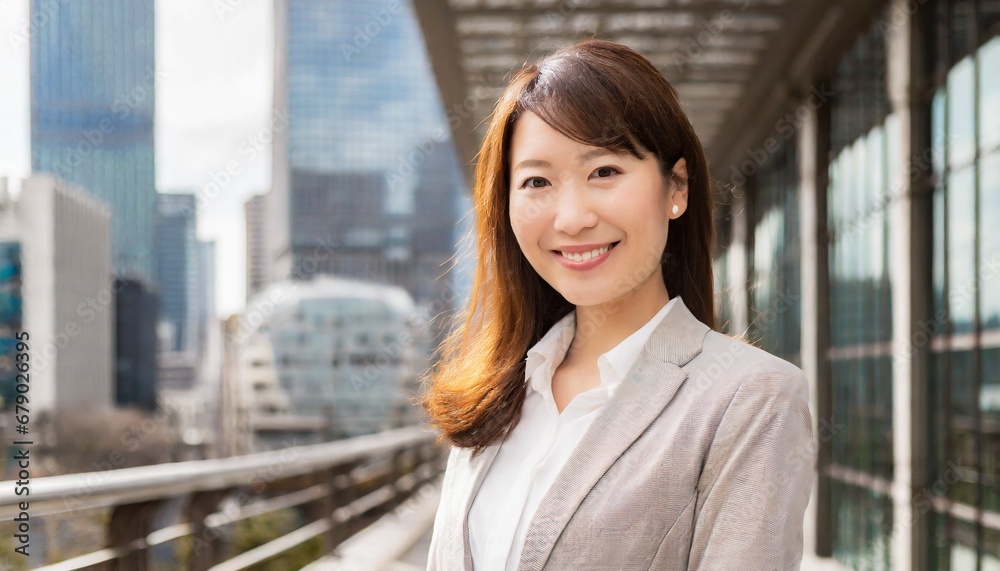 微笑む女性、スーツ 微笑む女性、スーツ
