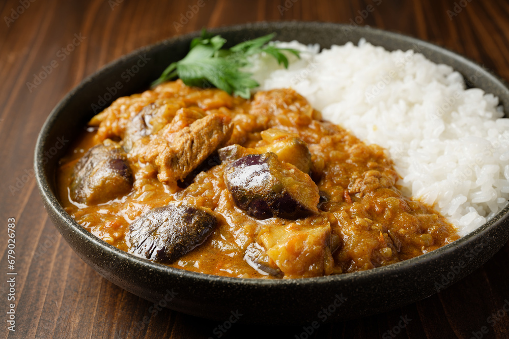 ナスと豚肉のカレーライス ナスと豚肉のカレーライス