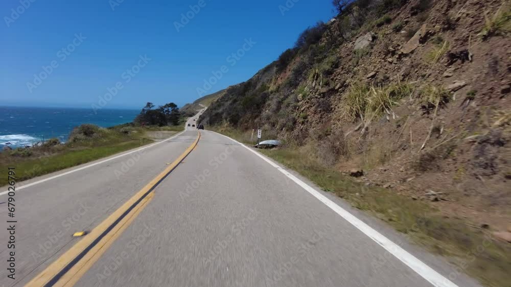Big Sur Pacific Coast Highway Northbound 5 Limekiln State Park to Big Creek Bridge 09 Front View MultiCam Driving Plate California USA Big Sur Pacific Coast Highway Northbound 5 Limekiln State Park to Big Creek Bridge 09 Front View MultiCam Driving Plate California USA