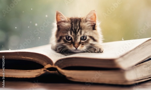 cat and book