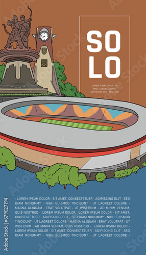 Social Media Post Idea Template with Indonesian illustration of Solo Culture Central Java