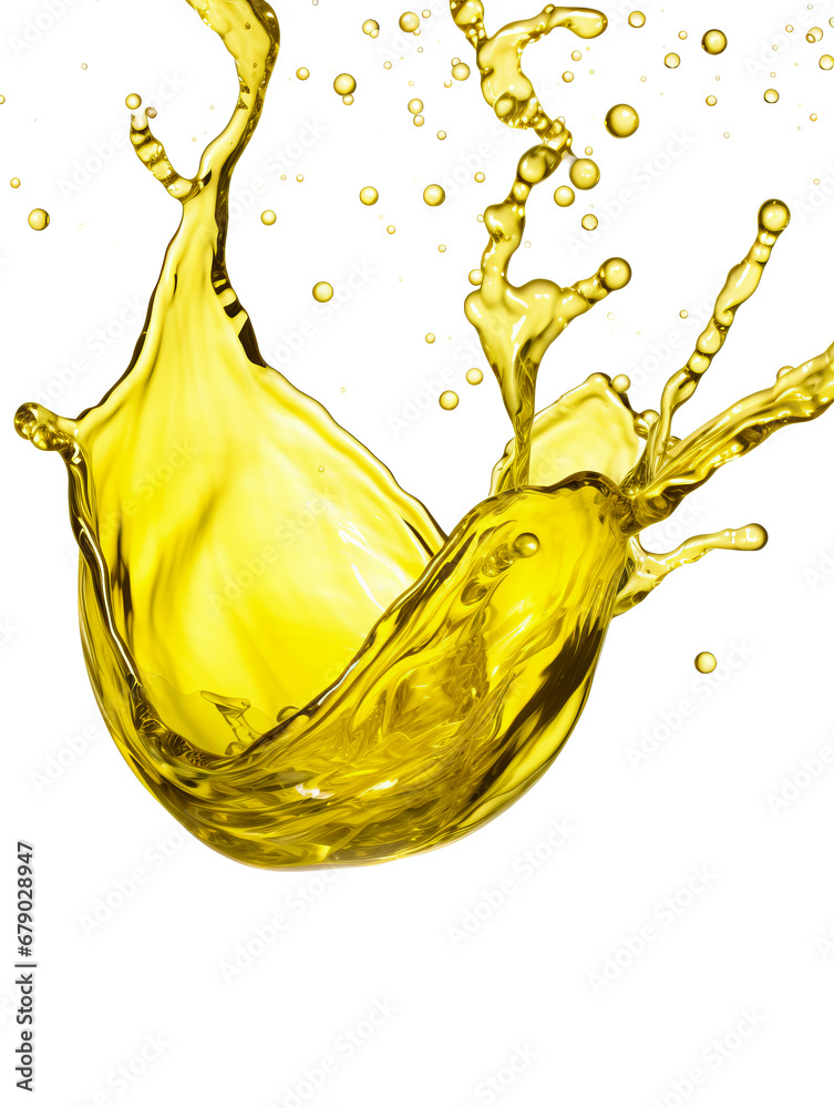 Fototapeta premium Olive or engine oil splash, cosmetic serum liquid isolated on white background
