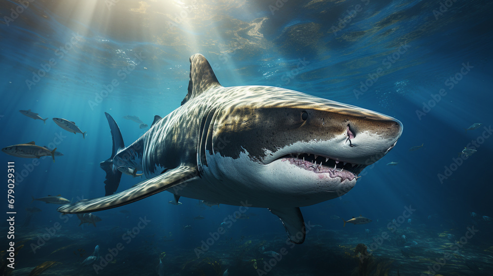 Naklejka premium great shark HD 8K wallpaper Stock Photographic Image