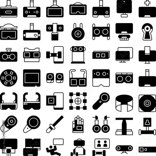 Vector of Virtual Reality Icon Set Solid. Perfect for user interface, new application.
