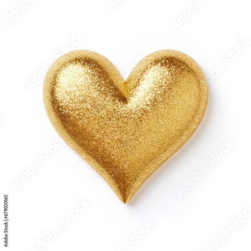 Golden glitter heart isolated