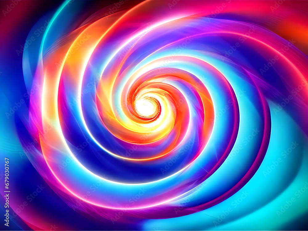 Colorful vortex energy, cosmic spiral waves, multicolor swirls explosion. Abstract futuristic digital background.
