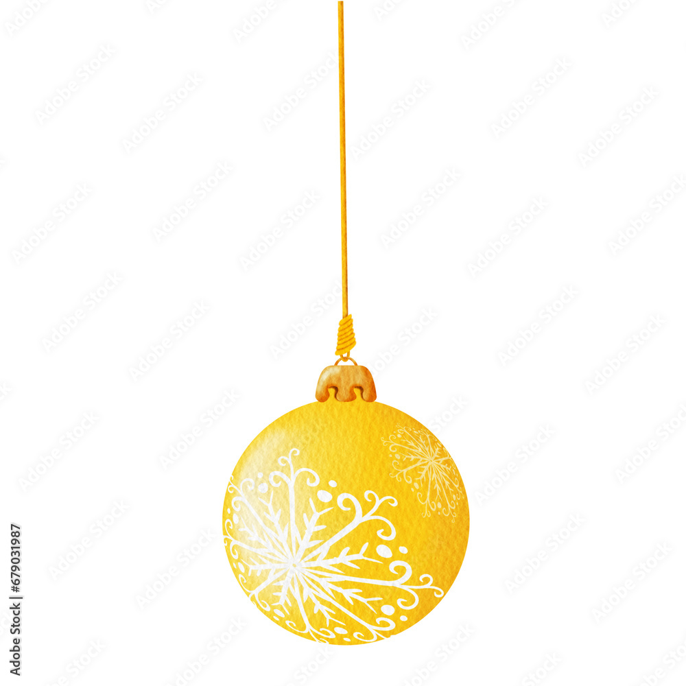Gold christmas ball watercolor. Gold christmas ball watercolor.