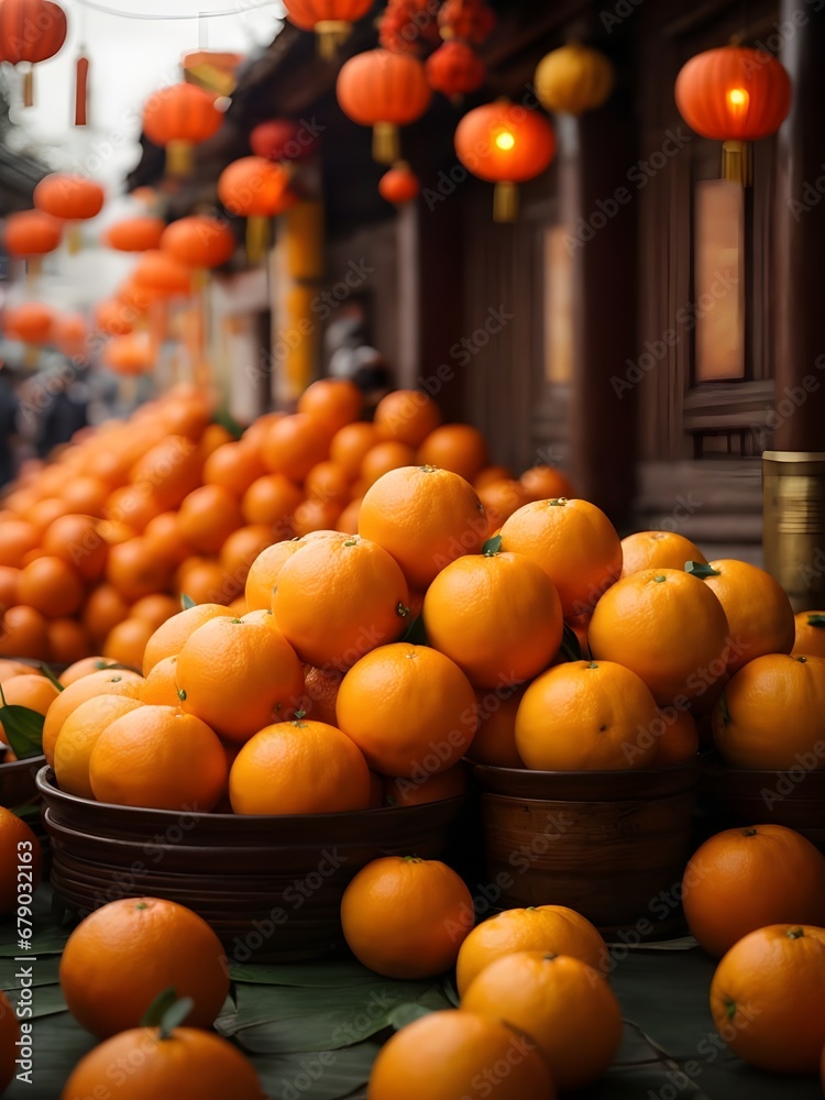 Oranges make offerings to the spirits, Chinese New Year
