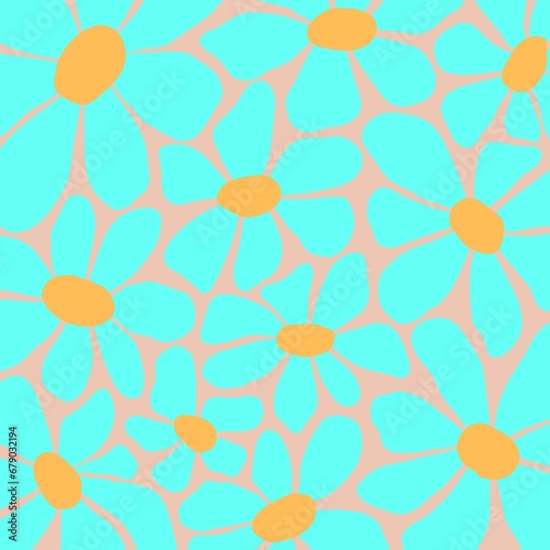 Flower blue pattern wallpaper  on grey illustration