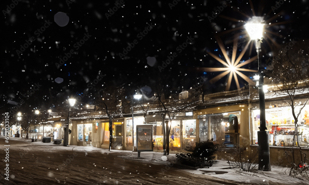 クリスマスデザイン・夜の街並みの風景