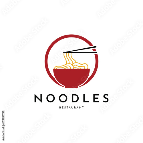 Ramen noodle food logo design with circle