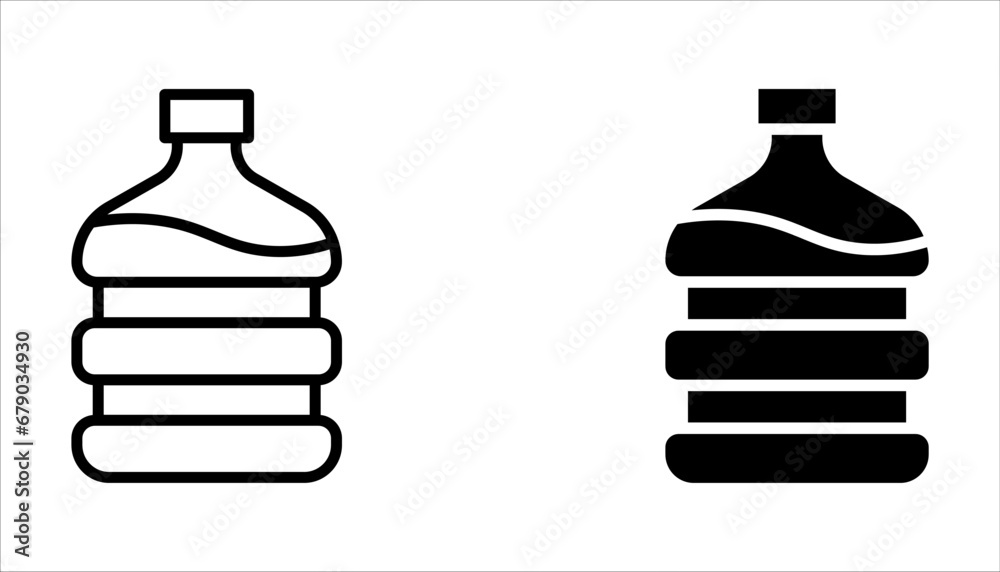 Plastic water bottle. Clean spring or purified water. Plastic bottle outline icon set on white background Plastic water bottle. Clean spring or purified water. Plastic bottle outline icon set on white background