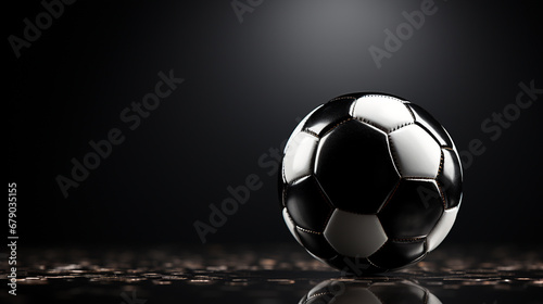 soccer ball on black background HD 8K wallpaper Stock Photographic Image