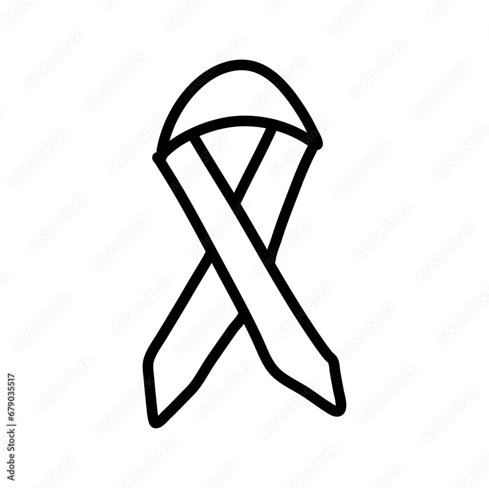 Awareness ribbon hand drawn outline doodle icon. Awareness ribbon hand drawn outline doodle icon.