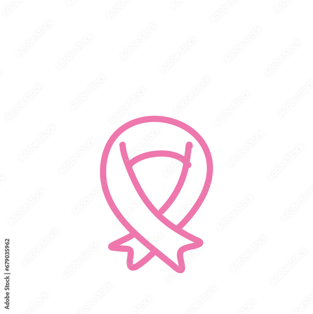 hand-drawn breast cancer ribbon. Pink paint breast cancer awareness. 