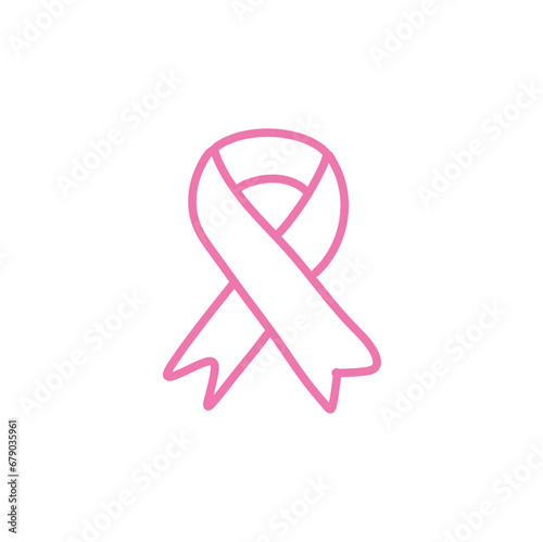 hand-drawn breast cancer ribbon. Pink paint breast cancer awareness. 