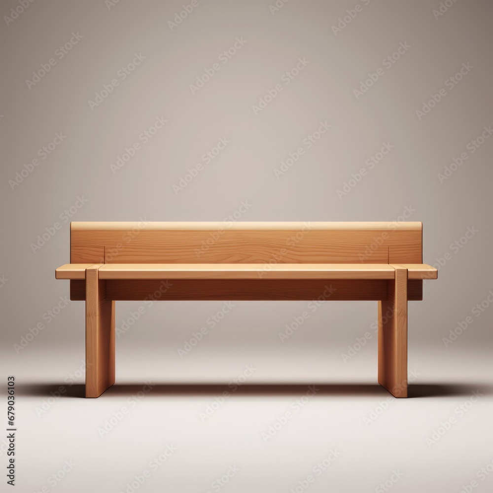 An empty wooden bench on a minimal background An empty wooden bench on a minimal background