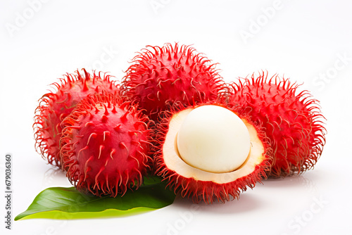  rambutan sweet delicious fruit isolated on white background, copy space