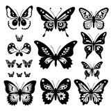butterfly, insect, vector, nature, set, silhouette, design, illustration, collection, animal, fly, beauty, tattoo, pattern, wing, decoration, art, summer, symbol, spring, icon, black, butterflies, sha