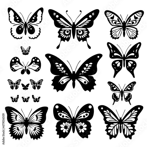 butterfly, insect, vector, nature, set, silhouette, design, illustration, collection, animal, fly, beauty, tattoo, pattern, wing, decoration, art, summer, symbol, spring, icon, black, butterflies, sha © Feroza Bakht 