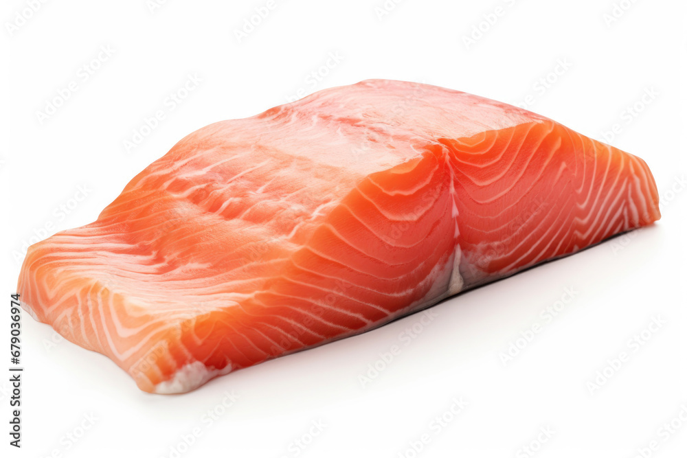 Fresh steak of coho salmon fish on white background