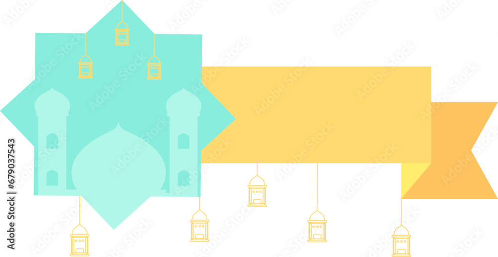 Eid al-Adha illustration with ribbon and mosque decoration that can be used for greeting cards or social media decoration Eid al-Adha illustration with ribbon and mosque decoration that can be used for greeting cards or social media decoration