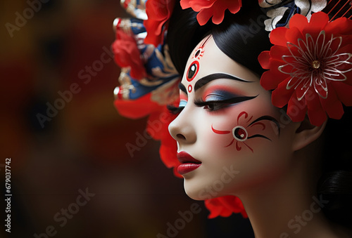 Vogue girl, facial makeup, lunar spring festival photo