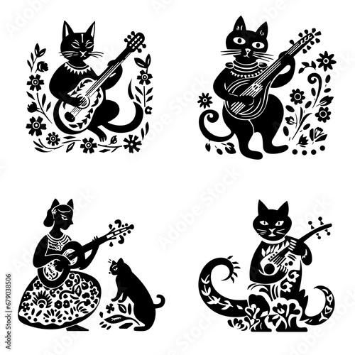 flok cat, folk art, cat svg, cat png, cat illustration, cat vector, cat, animal, vector, silhouette, black, illustration, pet, kitten, cartoon, cats, cute, art, animals, design, domestic, feline, tail