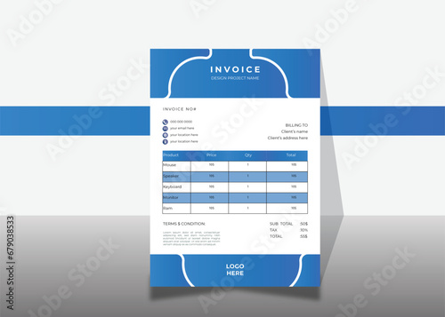 modern creative invoice design with white background color.