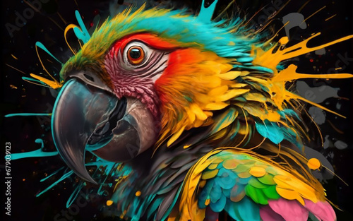 Amazing colors in nature A Parrot in Nature with a Shallow Depth  Generative AI © Abdullahall