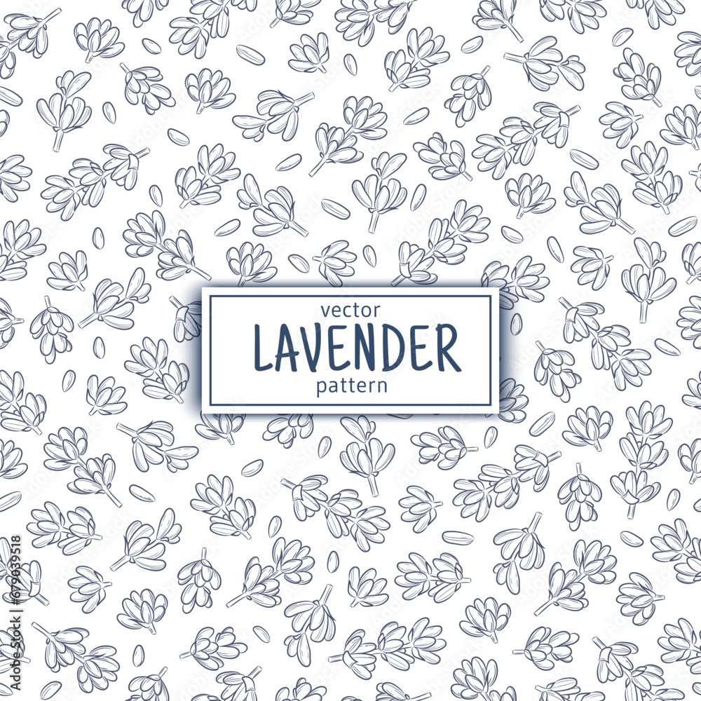 Lavender pattern in sketch style. Lavender flowers pattern. Vintage botanical drawing. Hand drawn lavender seamless pattern, floral design elements.