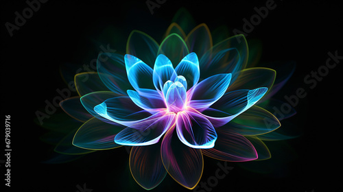 bioluminescent data as a flower, Generative Ai