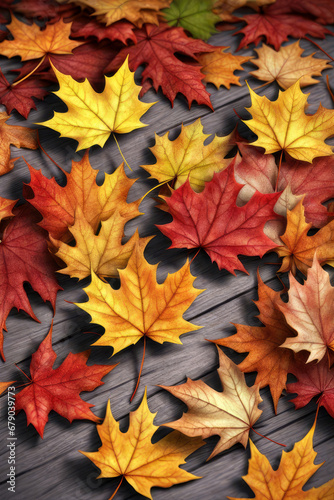 autumn coloured maple leaves  generated by artificial intelligence
