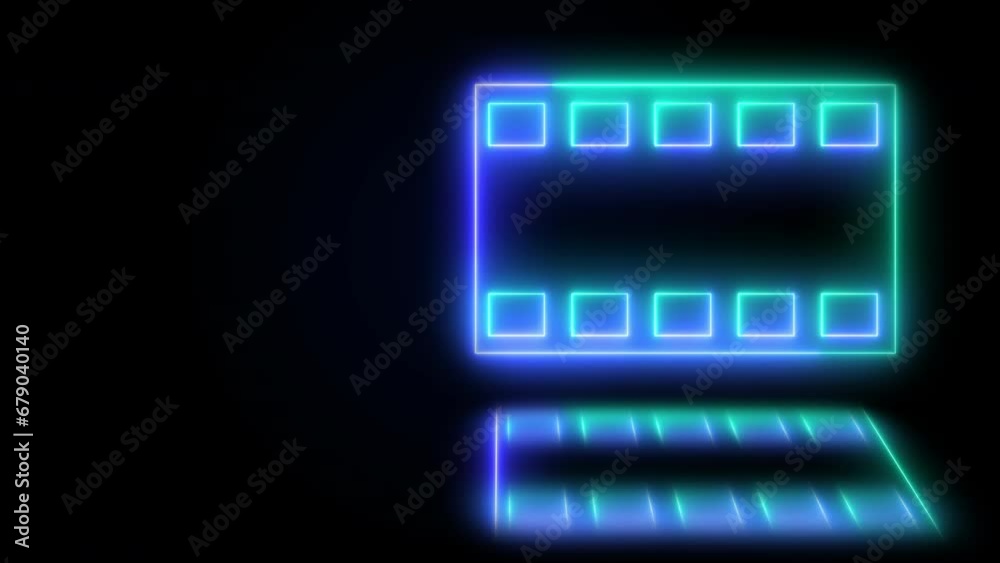 Neon film frame strip tape animation in 4K black background.Animated retro-style film icon film strip motion graphic in 3840x2160. Glowing media movie strip icon background stock footage.
Neon film frame strip tape animation in 4K black background.Animated retro-style film icon film strip motion graphic in 3840x2160. Glowing media movie strip icon background stock footage.