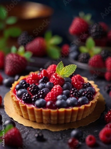 delicious Sweet tart with berries Studio photography
