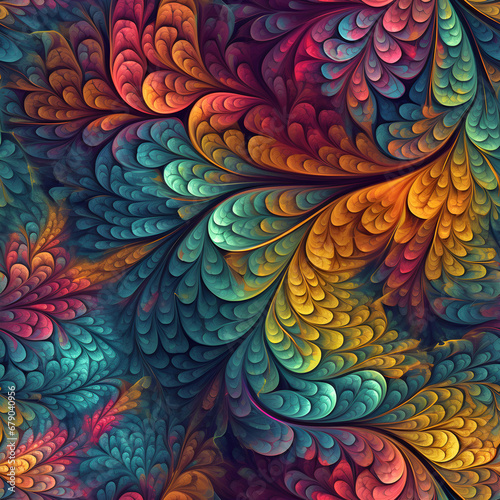seamless abstract colourful floral fractal pattern texture