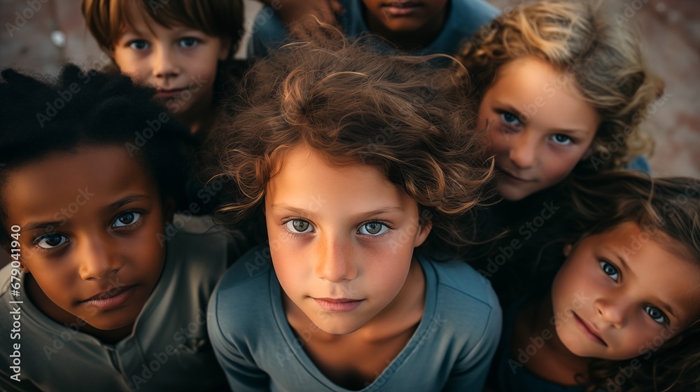 a group of young children standing next to each other