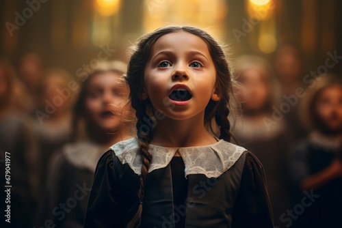 Print op canvas Singing choir child voice junior